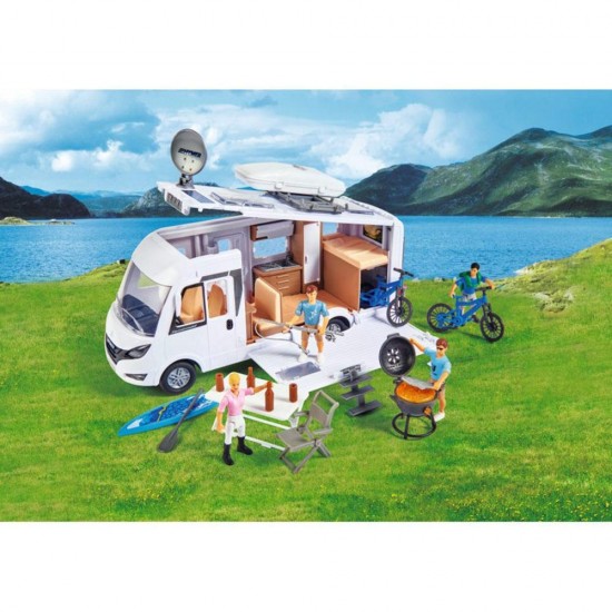 Set rulota Dickie Toys Playlife Camper cu figurina si accesorii