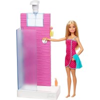 Set Barbie Mattel Estate cabina dus cu papusa si accesorii