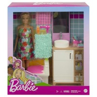 Set Barbie Mattel - Mobilier baie cu papusa si accesorii GRG87