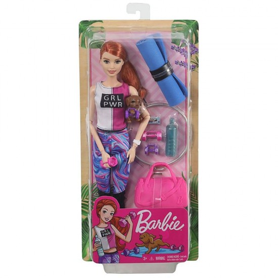 Set papusa Barbie la sala de sport cu figurina si accesorii