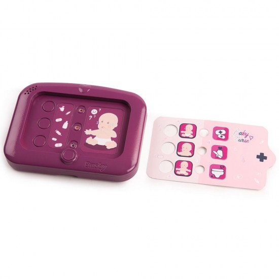 Set cadita si accesorii pentru papusi Smoby Baby Nurse Nursery Mov