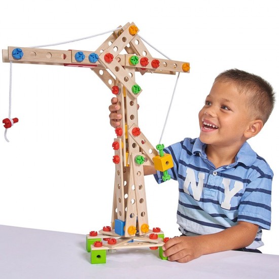 Set constructie din lemn Eichhorn Crane 170 piese