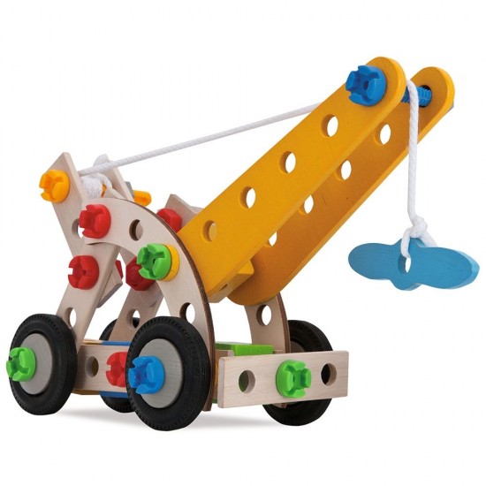 Set constructie din lemn Eichhorn Macara Mobila 70 piese