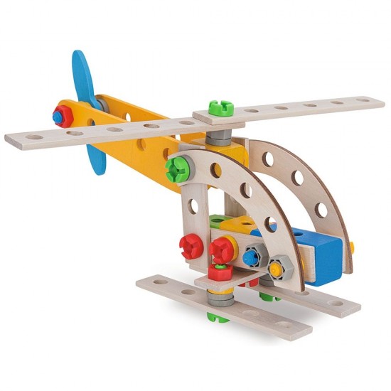 Set constructie din lemn Eichhorn Macara Mobila 70 piese