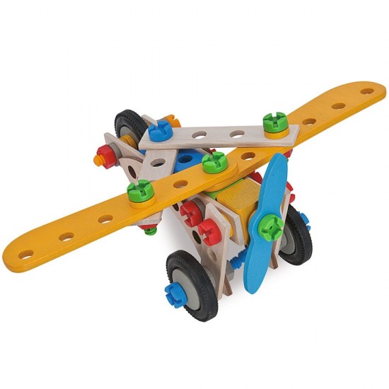 Set constructie din lemn Eichhorn Macara Mobila 70 piese