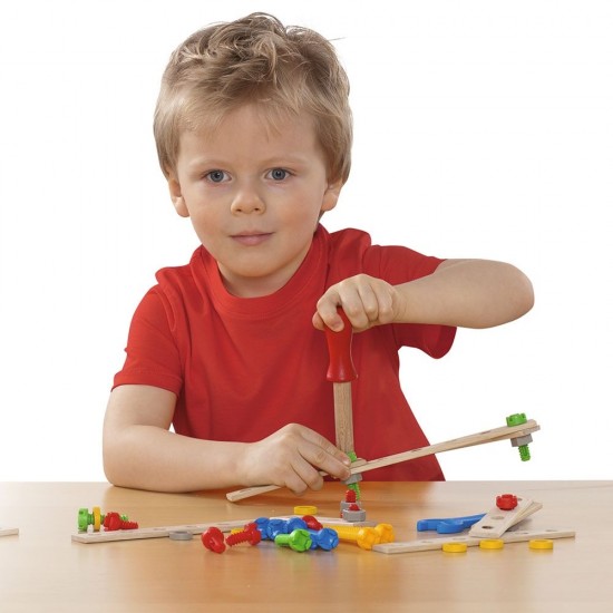 Set constructie din lemn Eichhorn Macara Mobila 70 piese