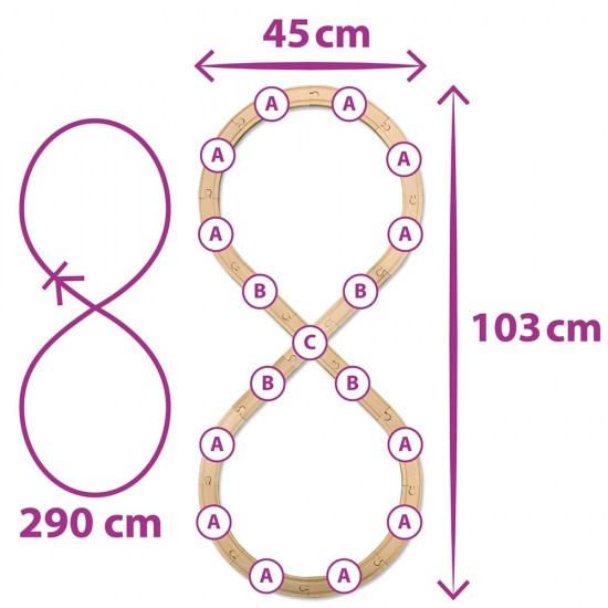 Set din lemn Eichhorn Tren cu sina in forma 8 si accesorii