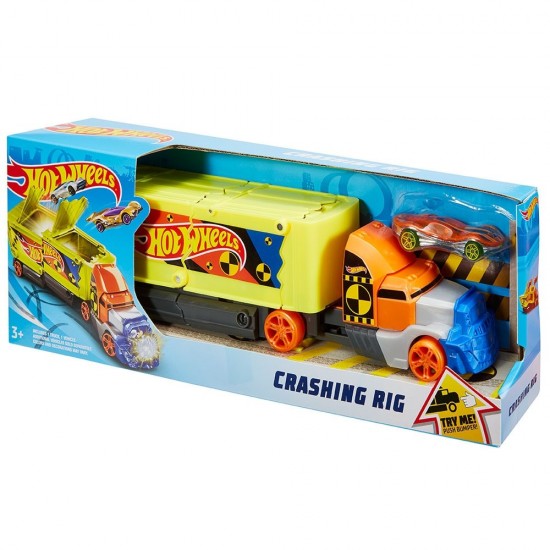 Set Hot Wheels Mattel Camion coliziune cu 1 masinuta