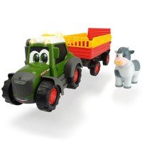 Tractor Dickie Toys Happy Fendt Animal Trailer cu remorca si figurina