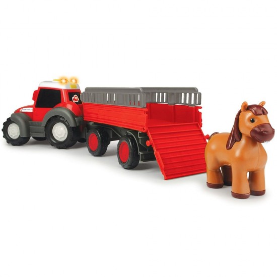 Tractor Animal Trailer cu remorca si figurina cal Dickie Toys Happy Ferguson