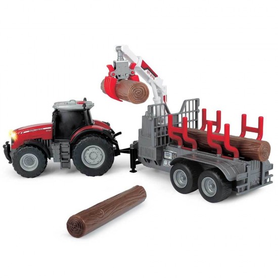 Tractor Dickie Toys Massey Ferguson MF 8737 cu remorca 42 cm