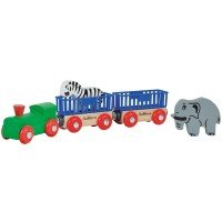 Tren din lemn Eichhorn Animal cu 2 figurine