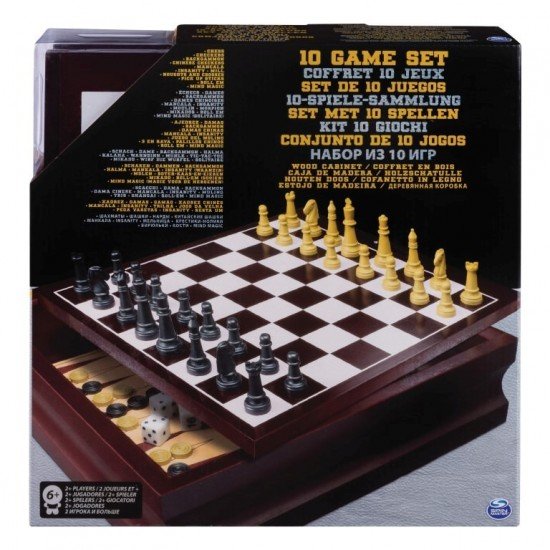 Set 10 jocuri Spin Master in cutie de lemn