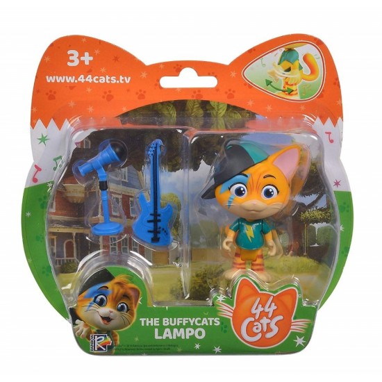 Figurina 44 de Pisici Lampo 7 cm cu microfon si chitara
