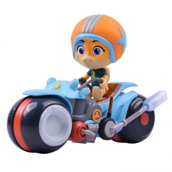 Figurina 44 de Pisici Lampo 8 cm cu motocicleta