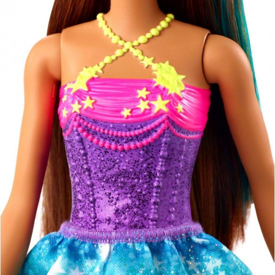 Papusa Barbie Printesa Dreamtopia cu coronita galbena