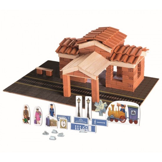 Set constructie Brick Trick Gara din caramidute ceramice