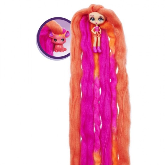 Set figurine papusa si animalut misterioase si parfumate Posie Peach Candy Locks 