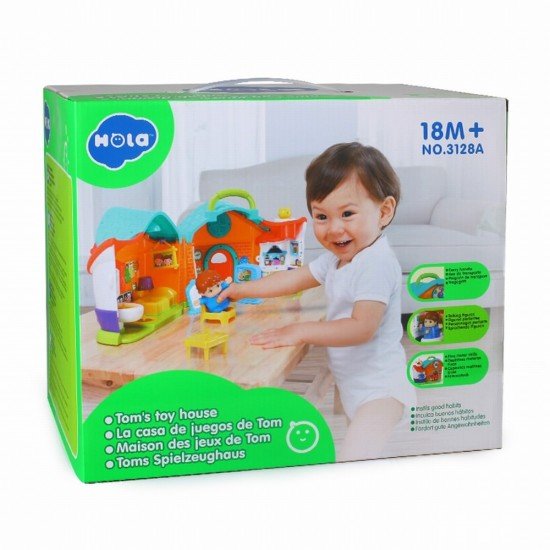 Casuta cu papusa baietel si accesorii cu lumini si sunete