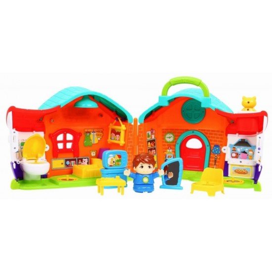 Casuta cu papusa baietel si accesorii cu lumini si sunete