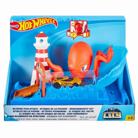 Set Cursa cu obstacol Hot Wheels City - Caracatita buclucasa