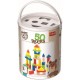 Set constructie 50 cuburi colorate din lemn