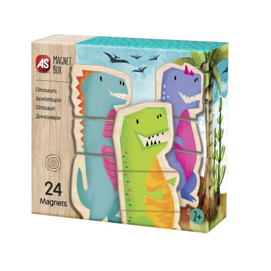 Set Universul Dinozaurilor cu 24 piese magnetice din lemn