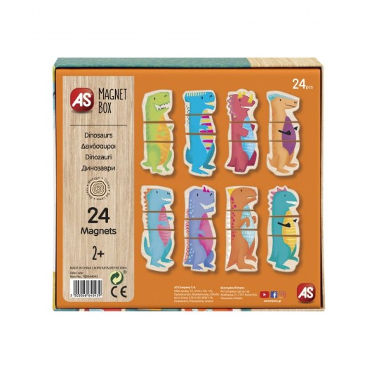 Set Universul Dinozaurilor cu 24 piese magnetice din lemn