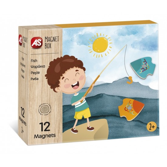 Set magnetic de pescuit cu 12 piese din lemn