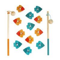 Set magnetic de pescuit cu 12 piese din lemn