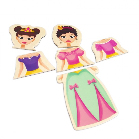 Set Universul Printeselor cu 24 piese magnetice din lemn