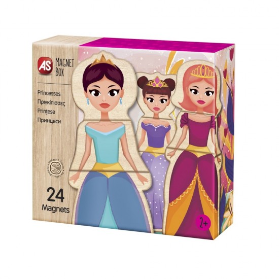 Set Universul Printeselor cu 24 piese magnetice din lemn
