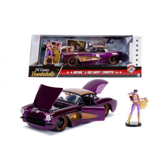 Masinuta metalica DC Comics Bombshells 1957 Chevy Batgirl scara 1:24