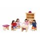 Casuta papusi din lemn cu 4 papusi si accesorii Eichhorn