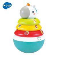 Jucarie bebelusi Roly Poly Unicorn cu inele pentru stivuit