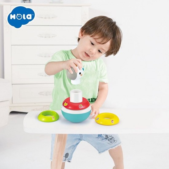 Jucarie bebelusi Roly Poly Unicorn cu inele pentru stivuit