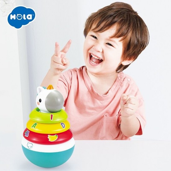 Jucarie bebelusi Roly Poly Unicorn cu inele pentru stivuit