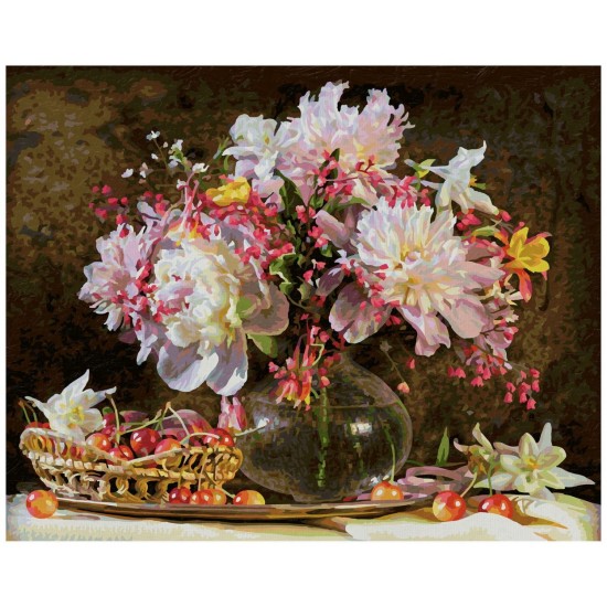 Kit pictura pe numere Schipper - Explozie de culoare cu flori si cirese