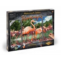 Kit 3 tablouri pictura pe numere Schipper Flamingo