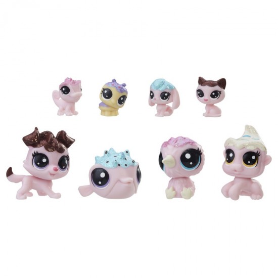 Set 8 figurine animalute roz deschis colectia speciala My Littlest Pet Shop