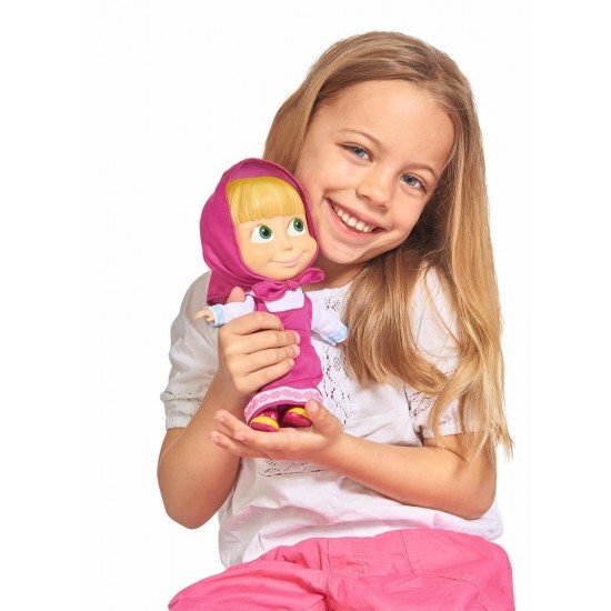 Papusa Masha 23 cm cu corp moale si hainute mov