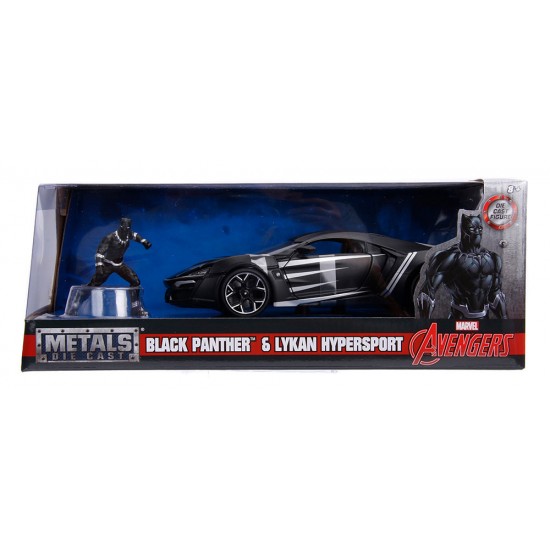 Masinuta metal Marvel Avengers Lykan Hypersport Black Panther scara 1:24