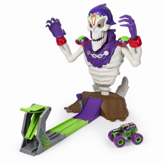 Pista cu lansator Monster Jam - Doboara-l pe Grimm
