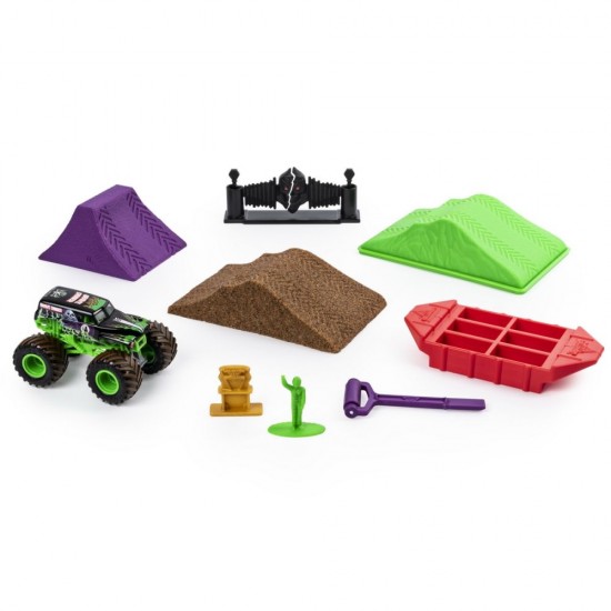 Set camioneta cu nisip si accesorii Grave Digger Monster Jam 