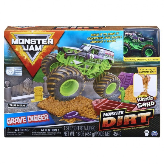 Set camioneta cu nisip si accesorii Grave Digger Monster Jam 