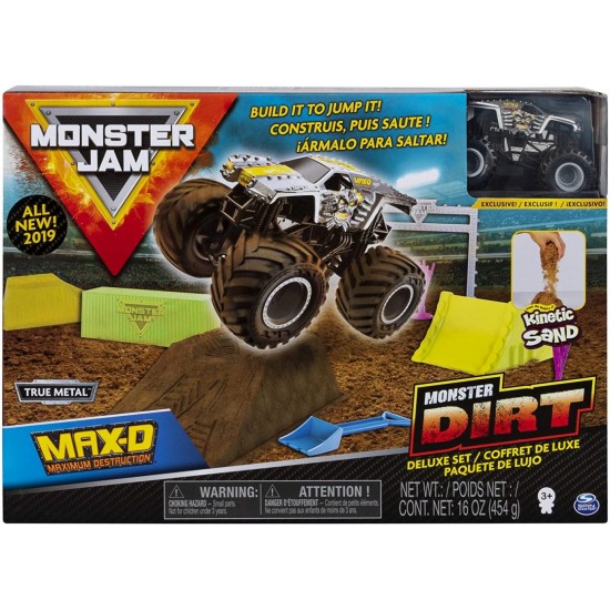 Set camioneta Max-D cu nisip kinetic si accesorii Maxfun Monster Jam 