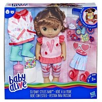 Papusa Baby Alive Bruneta Rain or Shine cu hainute de schimb