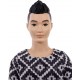Papusa Ken Barbie Fashionistas cu tricou alb negru mozaic