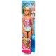 Papusa Barbie blonda cu costum de baie in doua culori