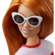 Papusa Barbie Fashionista cu fustita si tricou curcubeu